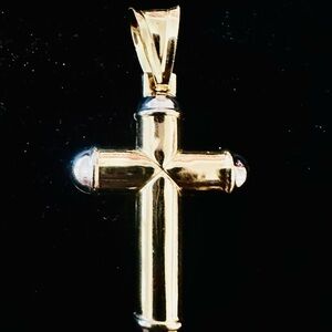 18k gold two tone Elegant Gold Cross Pendant